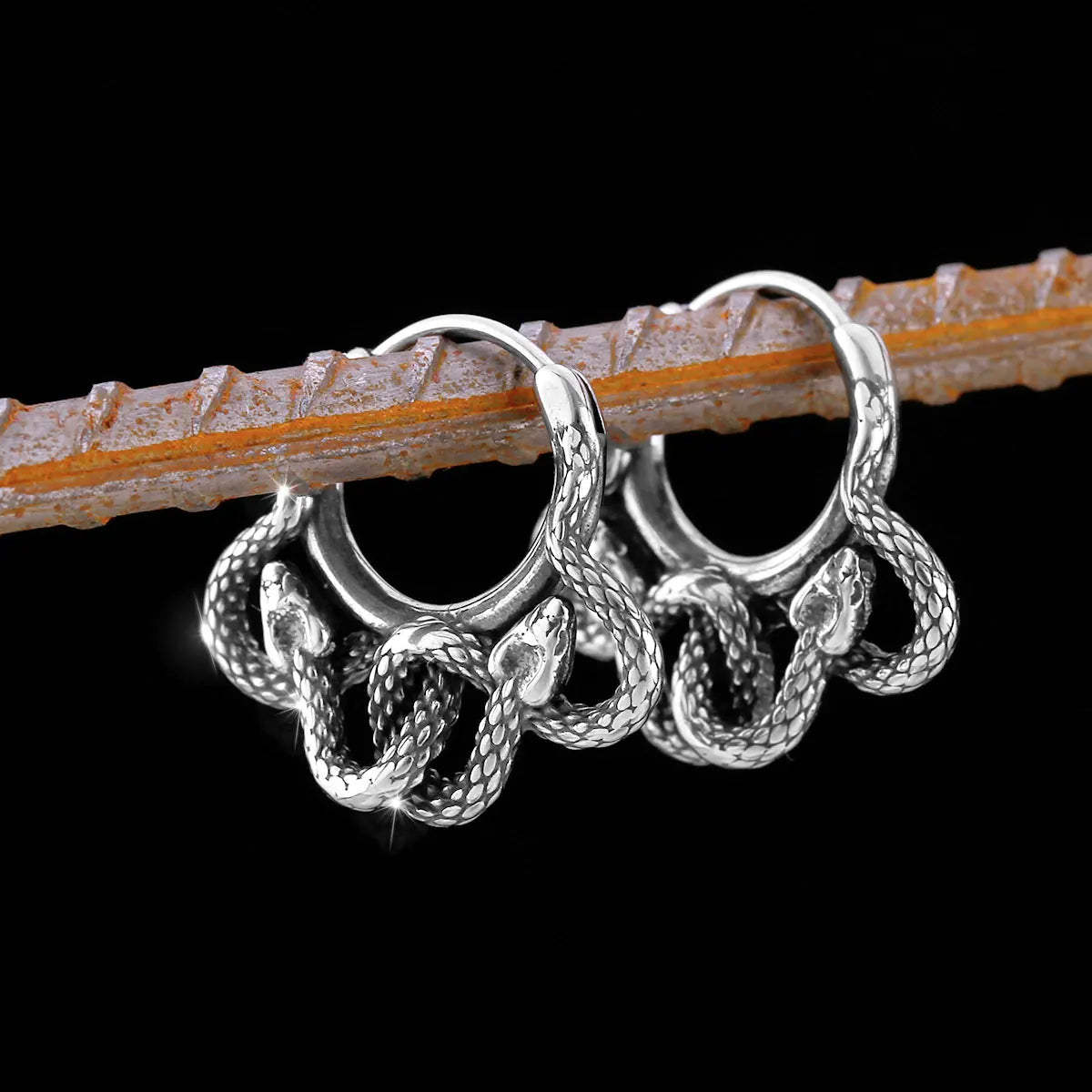 Nordic Viking Snake Tail Stud Earrings Amulet — Stainless Steel