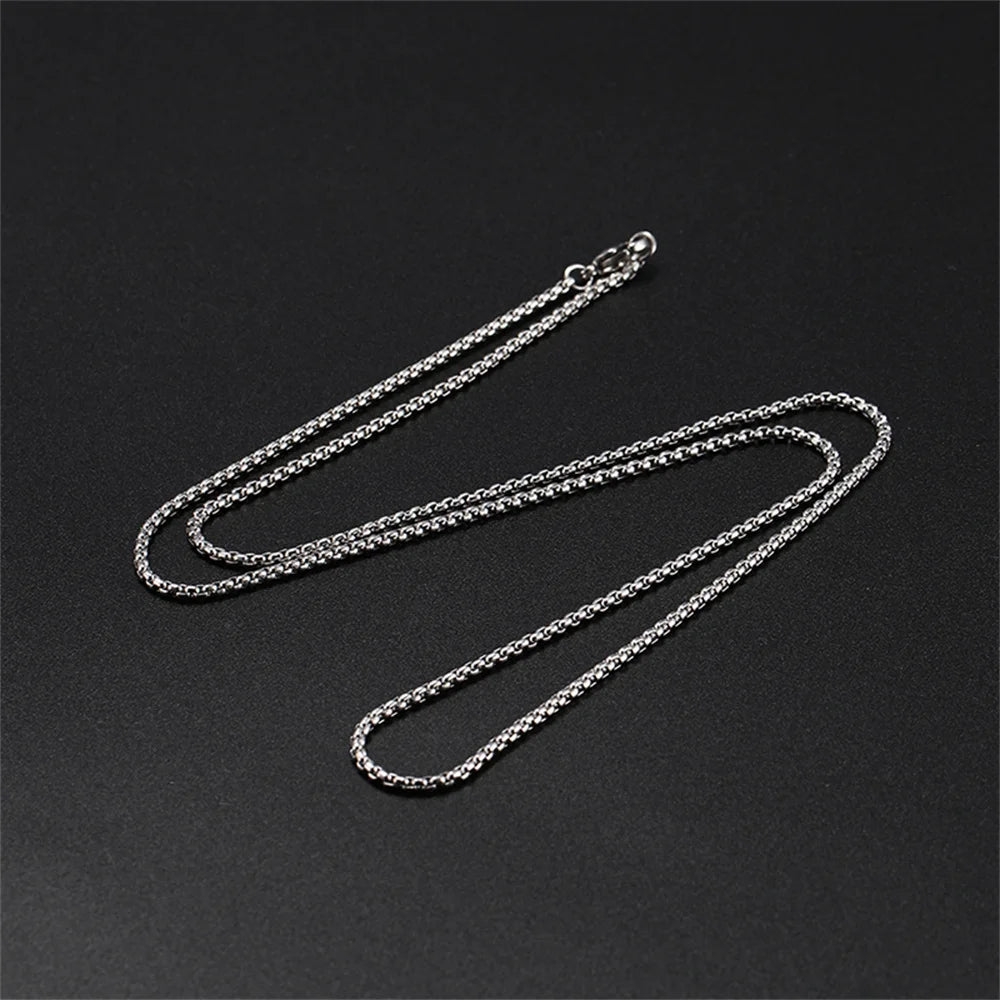 My Shape 10 pcs 60cm Box Chain Necklaces for Men 24 Inch Box Chain 2-3mm Chains Chokers Steel Color Fashion Jewelry Boys Gifts