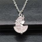 Vintage Chief Pharaoh Necklace On The Neck 43Cm Chain Girl Jewellery Beach Art Supplies
