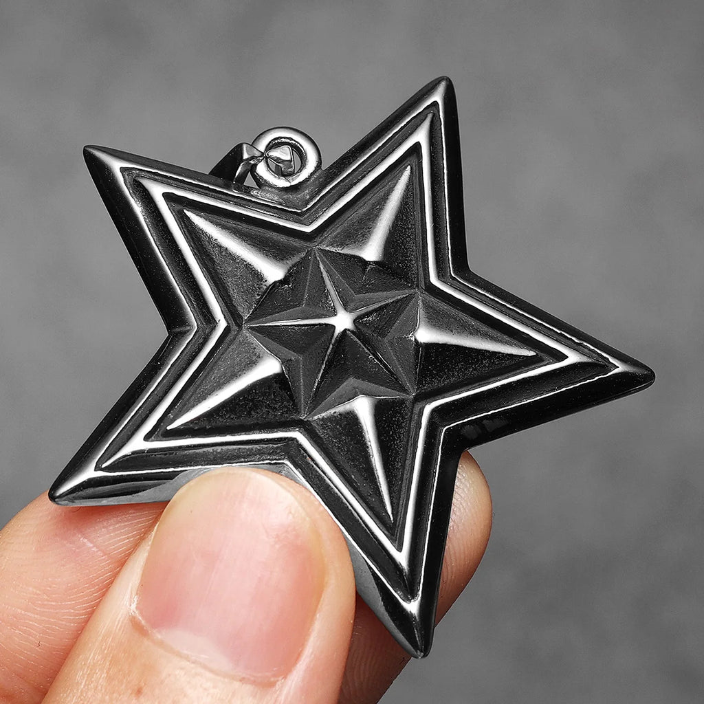 Star Pentagram Pendant Necklace Stainless Steel