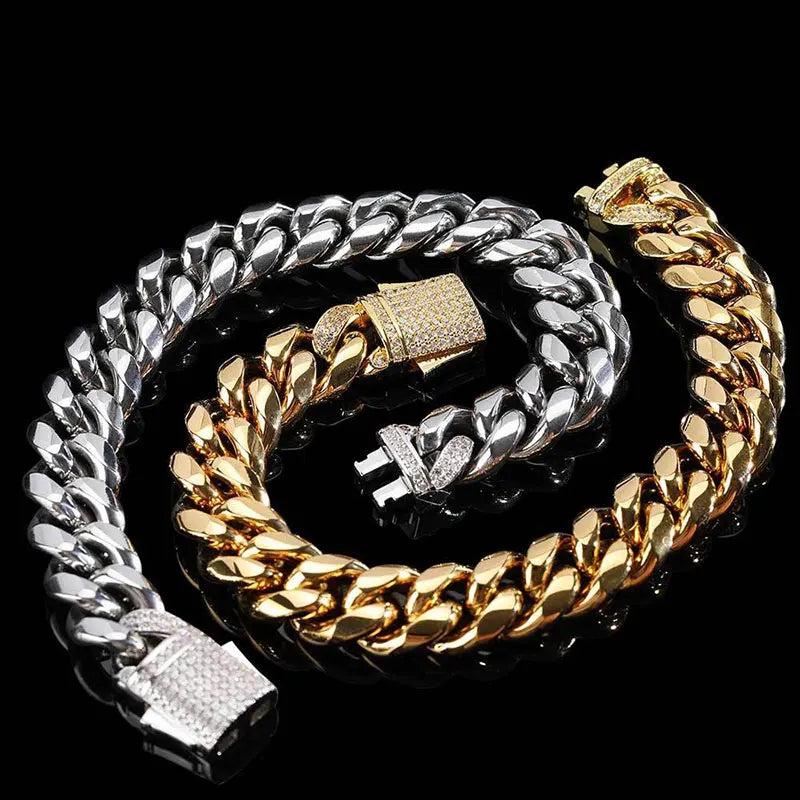 Stainless Steel Cuban Bracelet Iced Out Miami