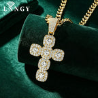 Lnngy 6.0mm Moissanite Necklaces European and American Hip-hop Cross-Shaped Pendant Necklace for Men Jewelry