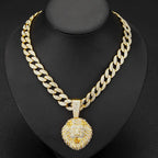 Iced Out D Lion Head Cuban Pendant