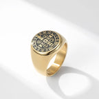 Vintage Christian St. Benedict Cspb Cross Ring For Men Punk Hip Hop Stainless Steel Jesus Ring Jewelry Creative Gift