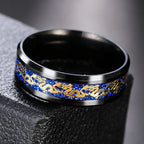 Luxury Stainless Steel Dragon Ring for Men And Women Blue Black Snake Design Fashion Jewelry for Pride Party Halloween Gifts