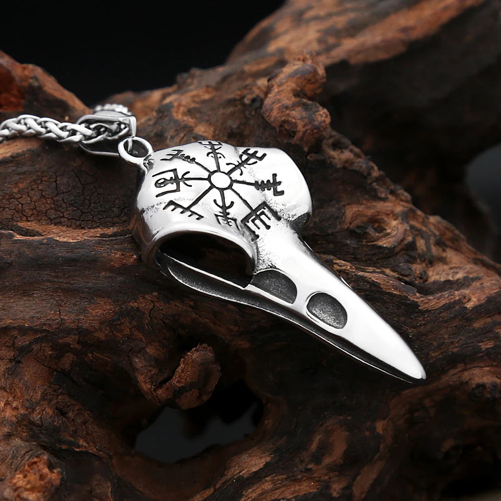 Viking Raven Stainless Steel Pendant Necklace