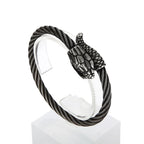 Vintage Nordic Viking Stainless Steel Snake Head Bracelet For Men Boys Rock Hip Hop Animal Bracelets Punk Charm Fashion