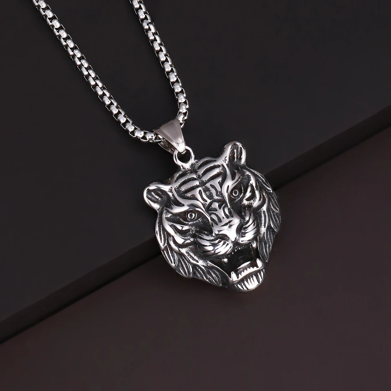 Wolf Tiger Lion Pendant Necklace — Stainless Steel