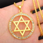 Jewish Hexagonal Star Pendant Necklace — Crystal