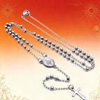 Vintage Virgin Mary Crucifix Rosary Beads Necklace