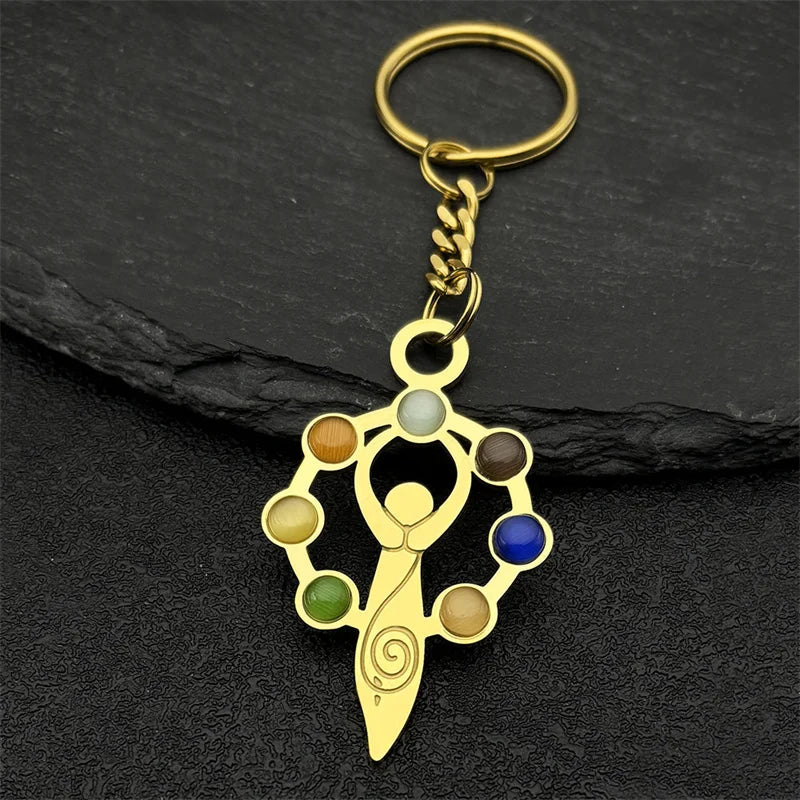 Key Gold Chain Chakra Stone Yoga Reiki Spiritual