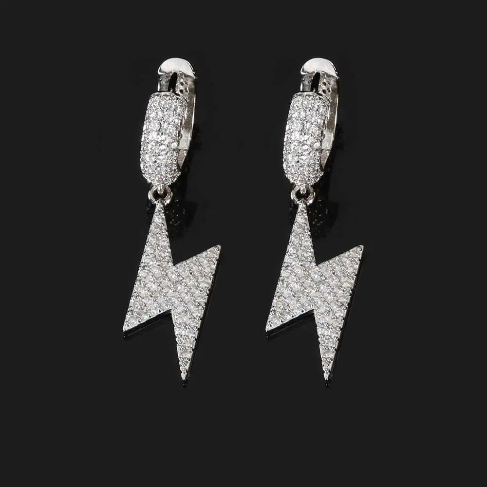Iced Out Cross Lightning Stud Earrings