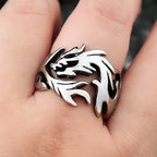 Fashion Punk Stainless Steel Fire Dragon Rings For Men Women Hip Hop Biker Vintage Vikings Animal Ring Amulet Jewelry