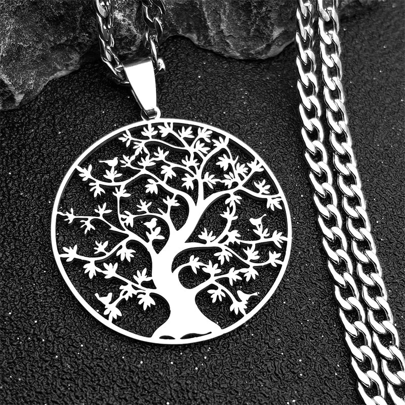 Tree of Life Nature Symbol Pendant Stainless Steel Gold/SilverA color Jewelry Women Men Fashion Necklace Bracelet Accessori