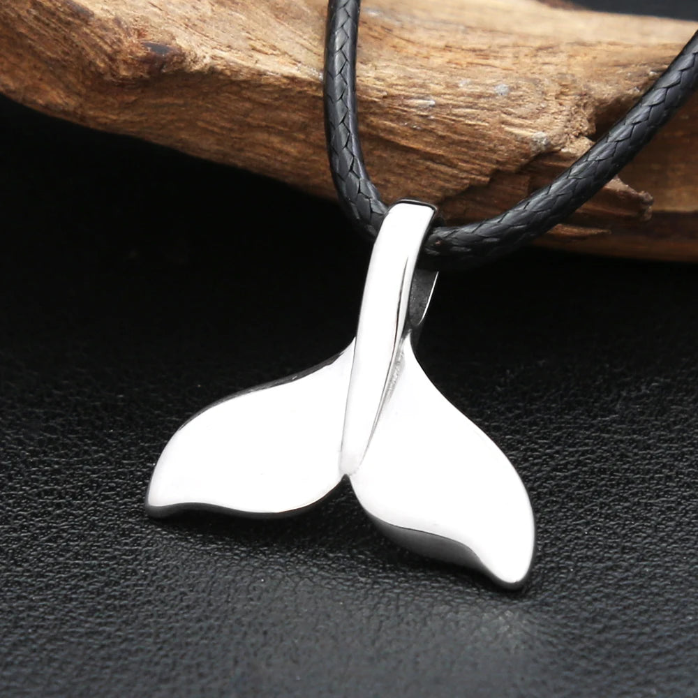 Fashion Blue Whale Fish Tail Pendant Necklaces For Men Women Stainless Steel Fashion Accessory Animal Theme Jewelry Party Gifts