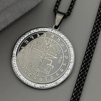 Key Gold Pendant Solomon Rhinestones Hebrew Symbols