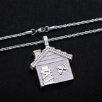 Iced Out House Pendant — 14K Gold