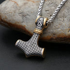 Vintage Stainless Steel Viking Thor's Hammer Pendant Necklace For Men Nordic Celtic Knot Necklace Fashion Jewelry Gift