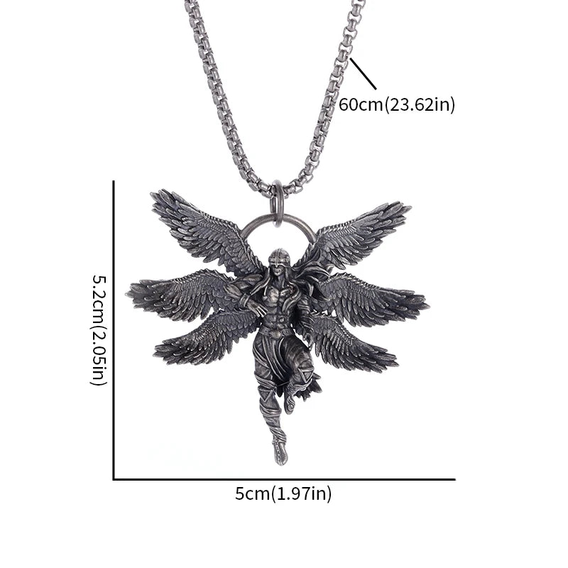 Seraph Warrior Pendant Necklace — Zinc Alloy