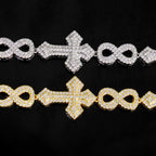 Gold Cross Iced Out Bracelet 8MM