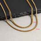 Two-Tone Cuban Box Rope Chain Necklace Set