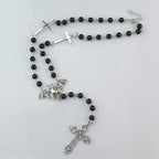 Emo Vampire Ankh Rosary Occult Vamp BeEmo Vampire Ankh Rosary Occult Vamp Bead Necklace Goth Punk Bat Cross Pendant