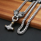 Wolf Thor Hammer Steel Pendant Vintage 316L Thor's