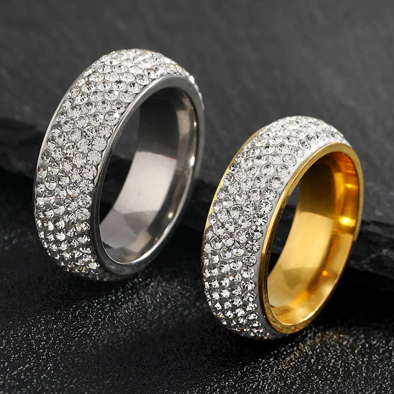 Luxury Iced Out Ring Homme Titanium Steel Chunky Rings For Men Women Couple Fashion Jewelry Accessories Wholesale Korea Style
