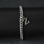 A-Z Initial Letter Cuban Chain Bracelet — Stainless Steel