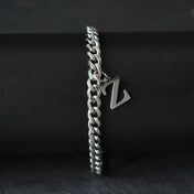 A-Z Initial Letter Cuban Chain Bracelet — Stainless Steel