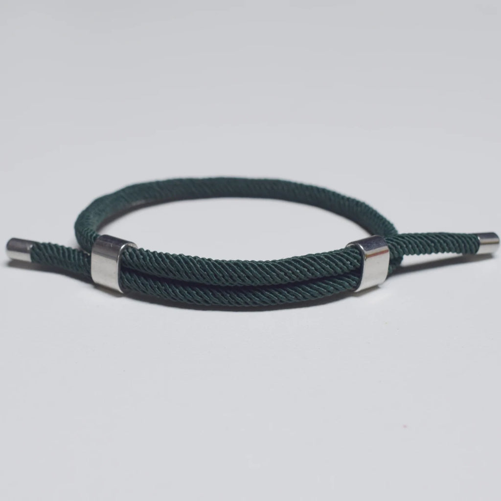Adjustable Woven Cord Bracelet — Stainless Steel Sliding Clasp