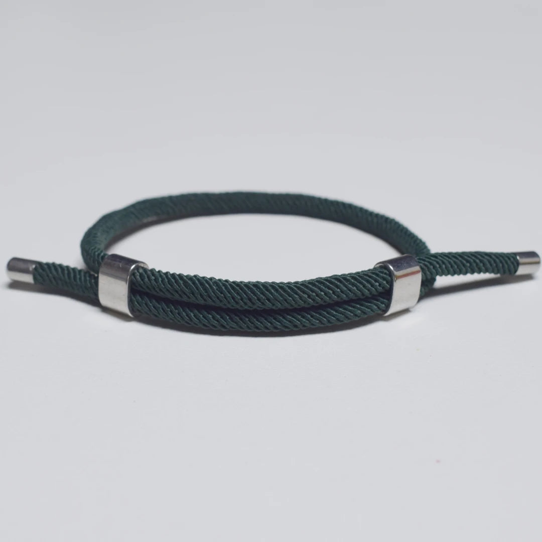 Adjustable Woven Cord Bracelet — Stainless Steel Sliding Clasp
