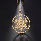 LIKGREAT Angel Seal Archangel Metatron Cube Necklace for Men Women Geometry Stainless Steel Pendants Amulet Spiritual