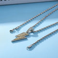 Stainless Steel Lightning Bolt Pendant Necklace Hip-Hop Style Fashionable Jewelry for Women and Men Gift Idea