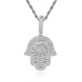 Iced Out Hamsa Pendant Necklace Stainless Steel