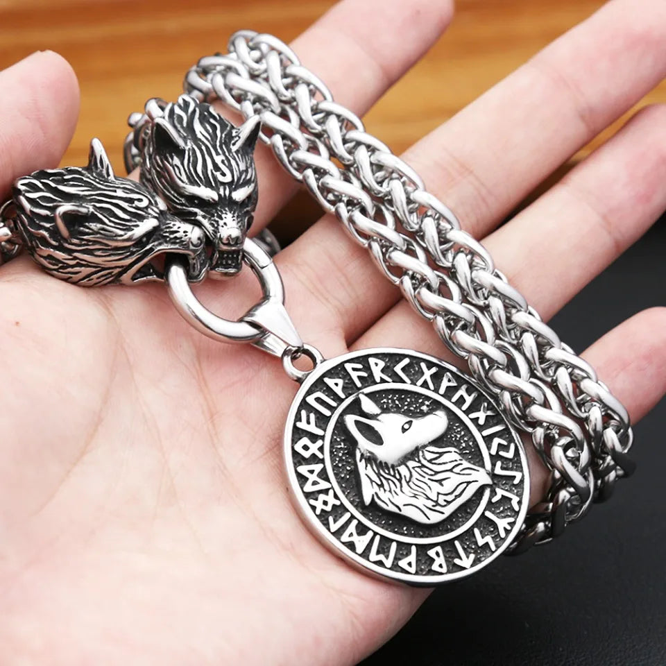 Viking Wolf Head Pendant — Stainless Steel