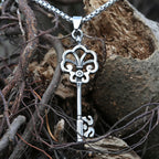 Gothic Key Pendant Necklace — Silver