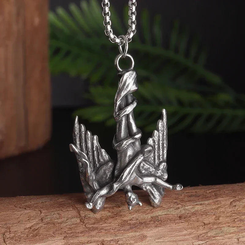 Retro Nordic Style Crow Skull Pendant Animal Bird Necklace for Men Personalized Jewelry Lucky Amulet Gift