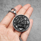 Viking Bear Head Claw Coin Pendant Necklace — Stainless Steel