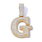Gold Iced Out Letter Pendant Necklace Capital 18K
