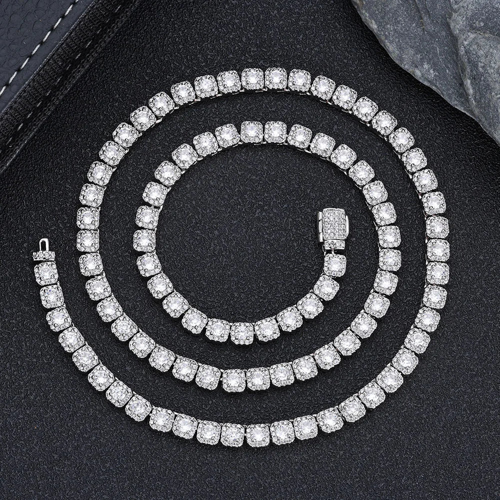 Tennis Chain Necklace Stainless Steel 5MM Cluster