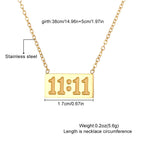11:11 Rectangle Pendant Necklace men women Fine Stainless Steel 18K Gold Plated Necklace Choker Luxury Jewelry Couple Gifts