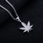 Iced Out Hemp Leaf Pendant — 925 Silver