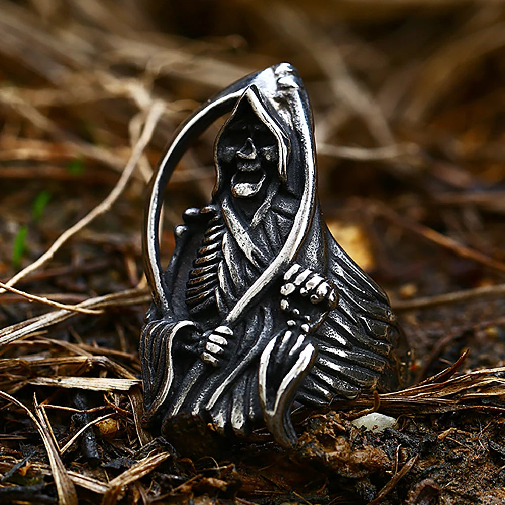 Grim Reaper Skull Ring — Stainless Steel