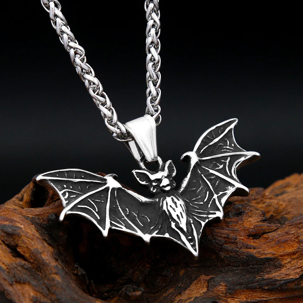 Gothic Bat Stainless Steel Pendant Necklace