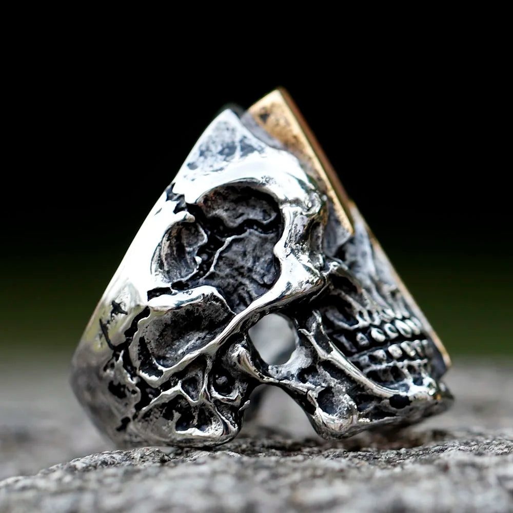 2022 New Stainless Steel Lightning Skull Ring For Men Punk Rock Gothic Punk Metal Rock Biker Jewelry Accessories