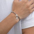 Cross Letter Chain Bracelet — Stainless Steel