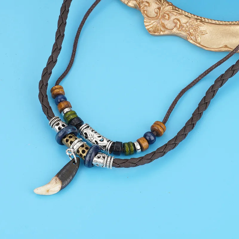 Collana Uomo Artificial Leather Rope Beaded Necklace Men Collier Homme Arrow Pendant Necklace For Men Jewelry Collar