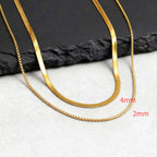 Two-Tone Snake Box Chain Necklace — Stainless Steel