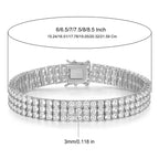 Nuoya Hot Selling 3MM Double Row Cubic Zirconia Tennis Bracelet Silver Gold Plated Wholesale Hip Hop Chain Jewelry